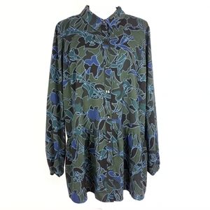 Logo by Lori Goldstein Button Front Floral Tunic Top